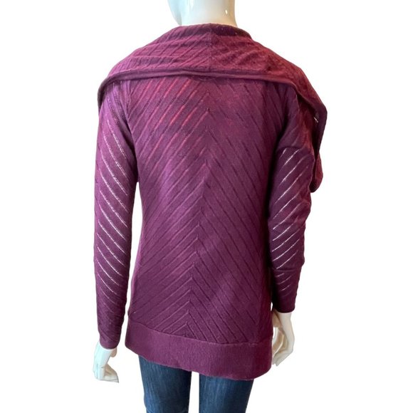 Tahari Womens Vintage 1980s Waterfall Cardigan Sweater 100%Merino Wool Purple XS - Picture 2 of 8